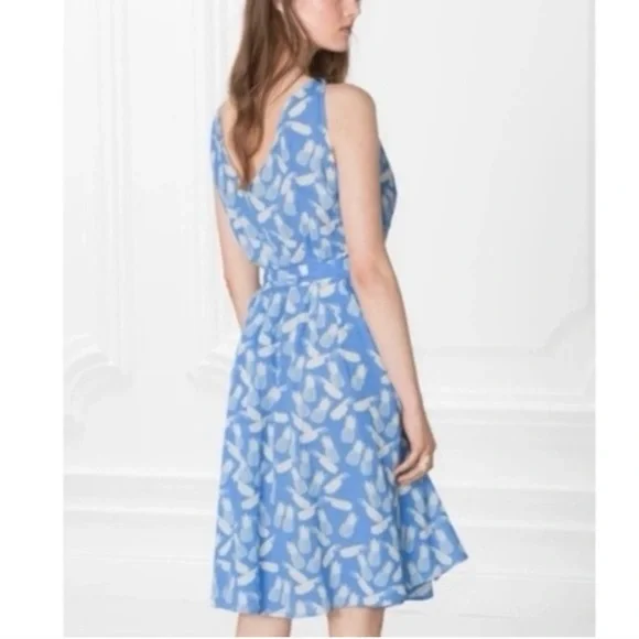 & Other Stories Cotton Pineapple Print Deep V Sleeveless, Waist Tie Summer Dress - Picture 4 of 16